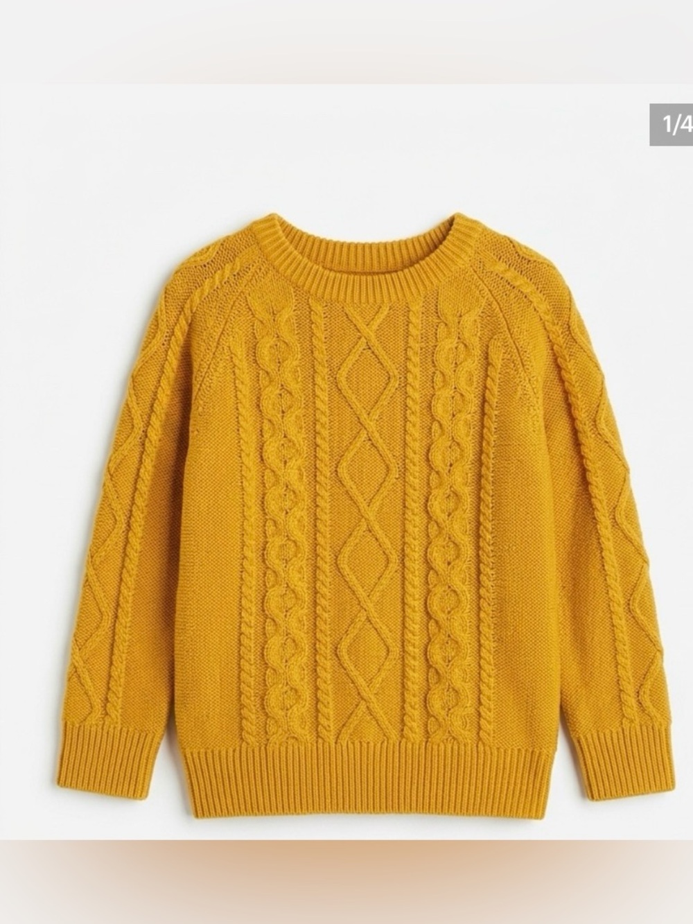 H&M L.O.G.G. Toddler Mustard Chunky Cable Knit Sweater 2T 3T 4T Fall EUC